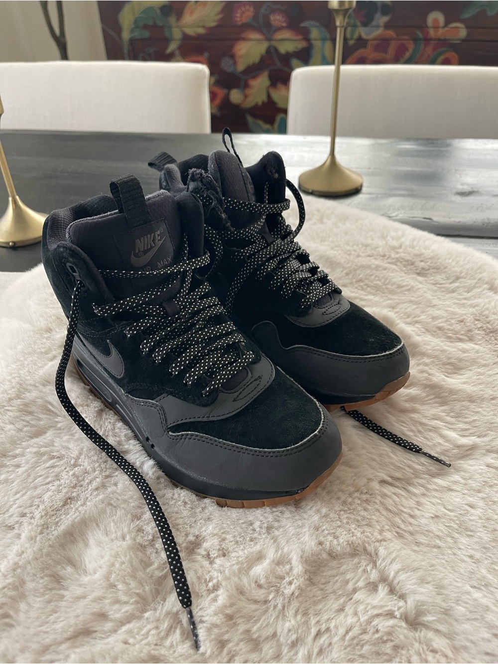 Nike air max 1 mid black shoes hi tops sz 6 womens - Picture 3 of 5
